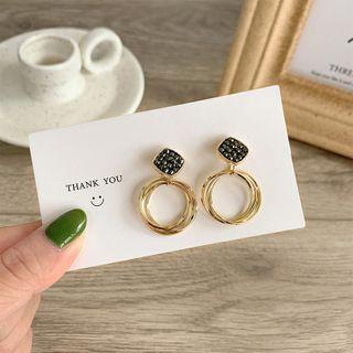 Alloy Hoop Dangle Earring 1 Pair - Earrings - Gold - One Size