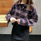 Gingham Lapel Coat / Plain Sleeveless Dress