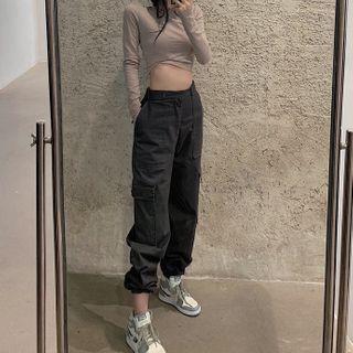 Long-sleeve Top / Harem Cargo Pants / Set