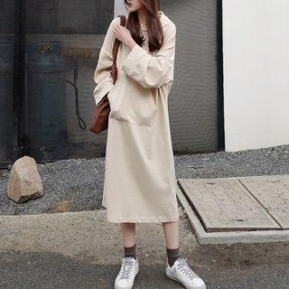 Hooded Plain T-shirt Dress