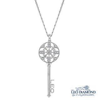 18k White Gold Diamond Fleur-de-lis Filigree Key Pendant Necklace (16)