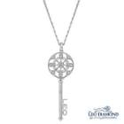 18k White Gold Diamond Fleur-de-lis Filigree Key Pendant Necklace (16)