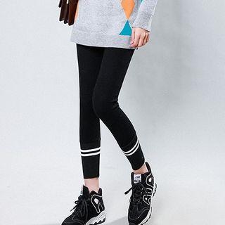 Contrast Lining Leggings Black - One Size