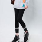 Contrast Lining Leggings Black - One Size