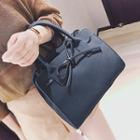 Faux-leather Bow-accent Handbag