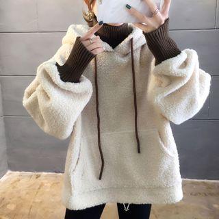 Mock Two Piece Fleeced Long Sleeve Sweatshirt