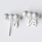 925 Sterling Silver Faux Pearl Lettering Non-matching Earring