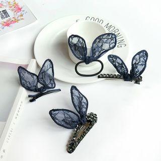 Set Of 4: Lace Bow Hair Clips + Hair Band