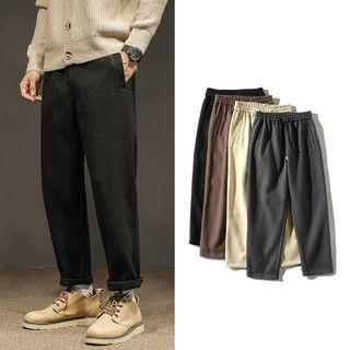Elastic-waist Fleece-lined Dress Pants