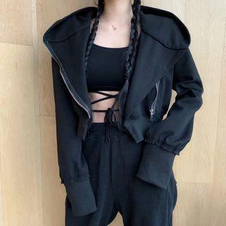 Asymmetric Zip-up Hooded Jacket