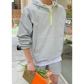 Pocket-detail Drawcord-hem Anorak Hoodie