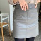 Seam-trim Pleather Mini Skirt