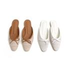 Beribboned Faux-leather Mules