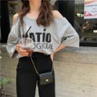Off-shoulder Print T-shirt