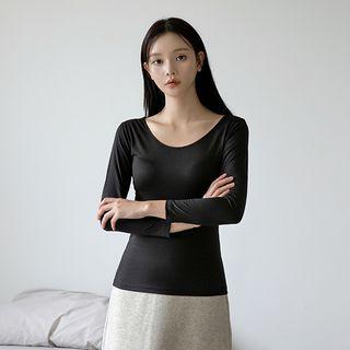 Hugme Scoop-neck Fleece-lined T-shirt