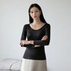 Hugme Scoop-neck Fleece-lined T-shirt