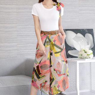 Set: T-shirt + Printed Wide-leg Pants