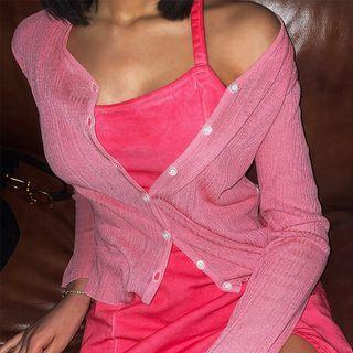 Two-way Dip-back Ribbed Cardigan
