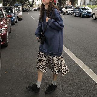 Mock Two-piece Zebra Print Panel Pullover Dress