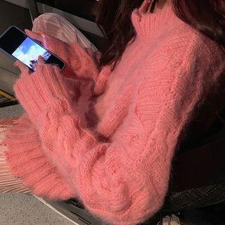 Distressed Cable-knit Oversize Sweater