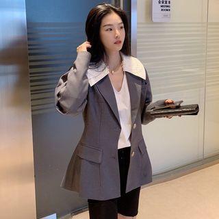 Button Blazer / Long-sleeve Embroidered Blouse