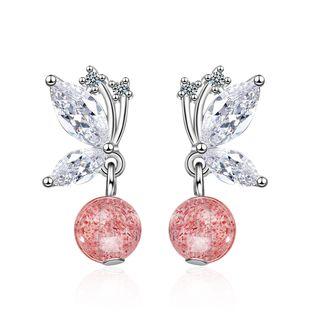Rhinestone Fruit Dangle Earring 1 Pair - Platinum - One Size