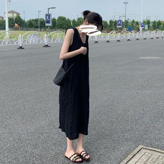 Slit Midi A-line Tank Dress