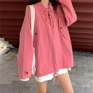 Long-sleeve Lace Up Cargo Pullover