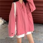 Long-sleeve Lace Up Cargo Pullover