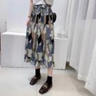 Printed Midi Pleated Skirt