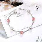 Bead Layered Bracelet Silver & Pink - One Size