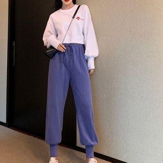 Crop Pullover / Plain Sweatpants