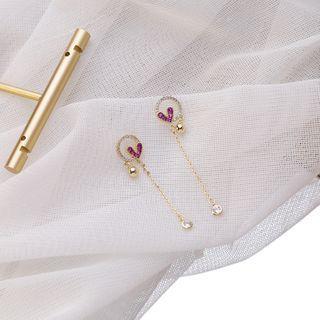 Rhinestone Heart Drop Dangle Earring As Shown In Figure - One Size