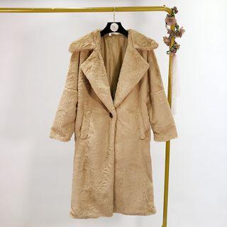 Faux-fur Single Button Coat