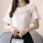 Bell Elbow-sleeve Off-shoulder Chiffon Top