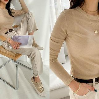 Wool Blend Slim Sheer Top