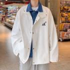 Mock Two-piece Lettering Button-up Jacket