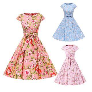 Cap Sleeve Printed A-line Dress