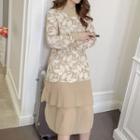Long-sleeve Tiered Lace Dress