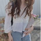 Crochet Knit Blouse White - One Size