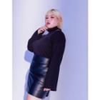 High-neck Slit-shoulder Ribbed Top