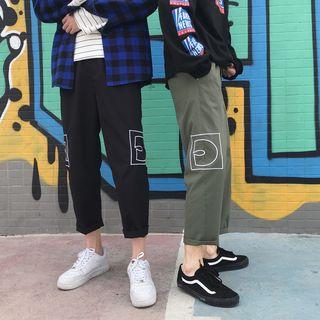 Embroidered Straight Cut Cropped Pants