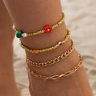 Bead Anklet Set Of 4 - One Size