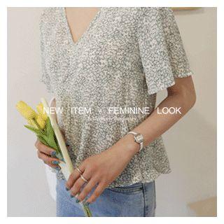 Floral Print A-line Top Green - One Size