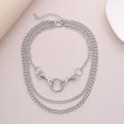 Layered Chain Necklace 0664 - Silver - One Size