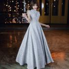 Sleeveless Glitter A-line Gown