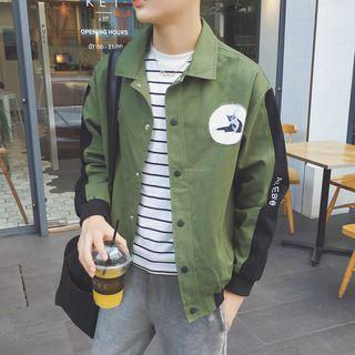 Cat Print Color Panel Jacket