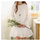 Round-neck Ruffle-hem Lace Dress