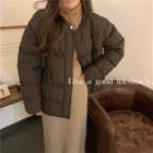Plain Quilted Lace Up Padded Coat