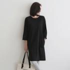 3/4-sleeve Cotton T-shirt Dress